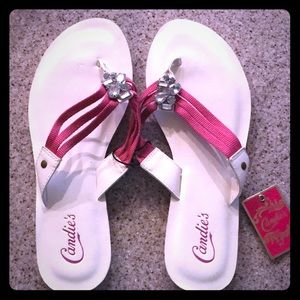 Candies pink and white sparkle Flipflops new NWT